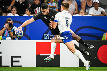 2023-09-29 - Will JORDAN of New Zealand scores his try during the World Cup 2023, Pool A rugby union match between New Zealand and Italy on September 29, 2023 at Groupama Stadium in Decines-Charpieu near Lyon, France - RUGBY - WORLD CUP 2023 - NEW ZEALAND V ITALY - WORLD CUP - RUGBY