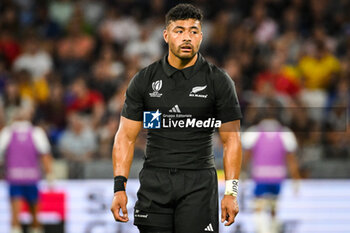 2023-09-29 - Richie MO'UNGA of New Zealand during the World Cup 2023, Pool A rugby union match between New Zealand and Italy on September 29, 2023 at Groupama Stadium in Decines-Charpieu near Lyon, France - RUGBY - WORLD CUP 2023 - NEW ZEALAND V ITALY - WORLD CUP - RUGBY