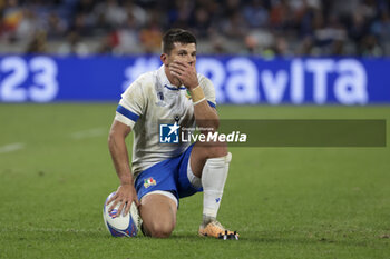 2023-10-06 - Tommaso Allan of Italy during the World Cup 2023, Pool A rugby union match between France and Italy on October 6, 2023 at Groupama Stadium in Decines-Charpieu near Lyon, France - RUGBY - WORLD CUP 2023 - FRANCE V ITALY - WORLD CUP - RUGBY