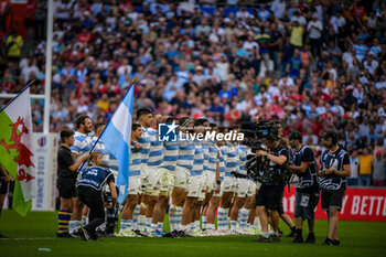 2023-10-14 - Argentina anthem during a RUGBY WORLD CUP FRANCE 2023 match between Wales and Argentina at Stade de Marseille, in Marseille, ,France on October 14, 2023. (Photo / Felipe Mondino) - 2023 RUGBY WORLD CUP - WALES VS ARGENTINA - WORLD CUP - RUGBY