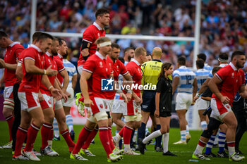 2023-10-14 - Wales line up during a RUGBY WORLD CUP FRANCE 2023 match between Wales and Argentina at Stade de Marseille, in Marseille, ,France on October 14, 2023. (Photo / Felipe Mondino) - 2023 RUGBY WORLD CUP - WALES VS ARGENTINA - WORLD CUP - RUGBY