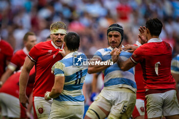2023-10-14 - Mateo Carreras (Argentina) and Tomas Lavanini (Argentina) during a RUGBY WORLD CUP FRANCE 2023 match between Wales and Argentina at Stade de Marseille, in Marseille, ,France on October 14, 2023. (Photo / Felipe Mondino) - 2023 RUGBY WORLD CUP - WALES VS ARGENTINA - WORLD CUP - RUGBY