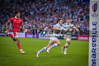 2023-10-14 - Nicolas Sanchez (Argentina) scores during a RUGBY WORLD CUP FRANCE 2023 match between Wales and Argentina at Stade de Marseille, in Marseille, ,France on October 14, 2023. (Photo / Felipe Mondino) - 2023 RUGBY WORLD CUP - WALES VS ARGENTINA - WORLD CUP - RUGBY