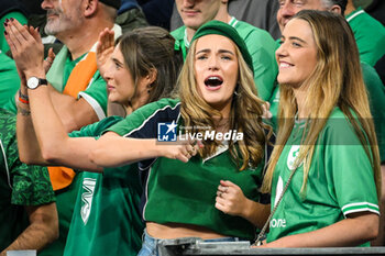 2023-10-14 - Supporters of Ireland during the World Cup 2023, Quarter-final rugby union match between Ireland and New Zealand on October 14, 2023 at Stade de France in Saint-Denis near Paris, France - RUGBY - WORLD CUP 2023 - 1/4 - IRELAND V NEW ZEALAND - WORLD CUP - RUGBY