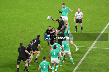 2023-10-14 - Shannon Frizell of New Zealand, Iain Henderson of Ireland during the World Cup 2023, Quarter-final rugby union match between Ireland and New Zealand on October 14, 2023 at Stade de France in Saint-Denis near Paris, France - RUGBY - WORLD CUP 2023 - 1/4 - IRELAND V NEW ZEALAND - WORLD CUP - RUGBY