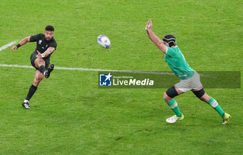 2023-10-14 - Richie Mo'unga of New Zealand during the World Cup 2023, Quarter-final rugby union match between Ireland and New Zealand on October 14, 2023 at Stade de France in Saint-Denis near Paris, France - RUGBY - WORLD CUP 2023 - 1/4 - IRELAND V NEW ZEALAND - WORLD CUP - RUGBY