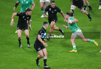 2023-10-14 - Hugo Keenan of Ireland during the World Cup 2023, Quarter-final rugby union match between Ireland and New Zealand on October 14, 2023 at Stade de France in Saint-Denis near Paris, France - RUGBY - WORLD CUP 2023 - 1/4 - IRELAND V NEW ZEALAND - WORLD CUP - RUGBY