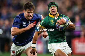 2023-10-15 - Damian PENAUD of France and Cheslin KOLBE of South Africa during the World Cup 2023, Quarter-final rugby union match between France and South Africa on October 15, 2023 at Stade de France in Saint-Denis near Paris, France - RUGBY - WORLD CUP 2023 - 1/4 - FRANCE V SOUTH AFRICA - WORLD CUP - RUGBY