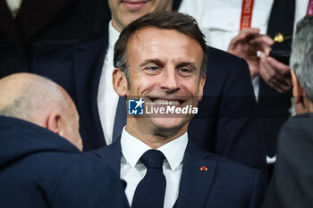 2023-10-15 - French President Emmanuel MACRON during the World Cup 2023, Quarter-final rugby union match between France and South Africa on October 15, 2023 at Stade de France in Saint-Denis near Paris, France - RUGBY - WORLD CUP 2023 - 1/4 - FRANCE V SOUTH AFRICA - WORLD CUP - RUGBY
