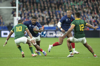 2023-10-15 - Jonathan Danty, Gael Fickou of France during the World Cup 2023, Quarter-final rugby union match between France and South Africa on October 15, 2023 at Stade de France in Saint-Denis near Paris, France - RUGBY - WORLD CUP 2023 - 1/4 - FRANCE V SOUTH AFRICA - WORLD CUP - RUGBY