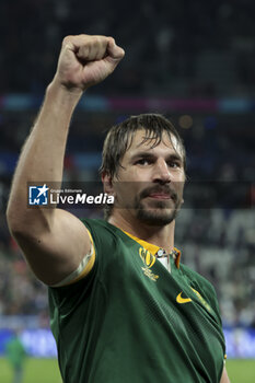 2023-10-15 - Eben Etzebeth of South Africa salutes the supporters following the World Cup 2023, Quarter-final rugby union match between France and South Africa on October 15, 2023 at Stade de France in Saint-Denis near Paris, France - RUGBY - WORLD CUP 2023 - 1/4 - FRANCE V SOUTH AFRICA - WORLD CUP - RUGBY