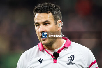 2023-10-15 - Referee Ben O'KEEFFE during the World Cup 2023, Quarter-final rugby union match between France and South Africa on October 15, 2023 at Stade de France in Saint-Denis near Paris, France - RUGBY - WORLD CUP 2023 - 1/4 - FRANCE V SOUTH AFRICA - WORLD CUP - RUGBY