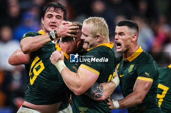 2023-10-21 - Rudolph Gerhardus (Rg) SNYMAN of South Africa celebrate his try with teammates during the World Cup 2023, Semi-final rugby union match between England and South Africa on October 21, 2023 at Stade de France in Saint-Denis near Paris, France - RUGBY - WORLD CUP - 1/2 - ENGLAND V SOUTH AFRICA - WORLD CUP - RUGBY