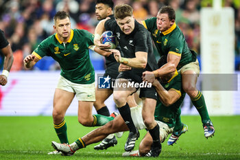 2023-10-28 - Handre POLLARD of South Africa,Jordie BARRETT of New Zealand and Deon FOURIE of South Africa during the World Cup 2023, Final rugby union match between New Zealand and South Africa on October 28, 2023 at Stade de France in Saint-Denis near Paris, France - RUGBY - WORLD CUP 2023 - FINAL - NEW ZEALAND V SOUTH AFRICA - WORLD CUP - RUGBY