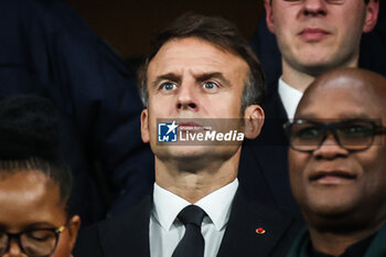 2023-10-28 - French President Emmanuel MACRON during the World Cup 2023, Final rugby union match between New Zealand and South Africa on October 28, 2023 at Stade de France in Saint-Denis near Paris, France - RUGBY - WORLD CUP 2023 - FINAL - NEW ZEALAND V SOUTH AFRICA - WORLD CUP - RUGBY