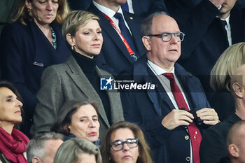 2023-10-28 - Prince Albert II of Monaco and Princess Charlene of Monaco during the World Cup 2023, Final rugby union match between New Zealand and South Africa on October 28, 2023 at Stade de France in Saint-Denis near Paris, France - RUGBY - WORLD CUP 2023 - FINAL - NEW ZEALAND V SOUTH AFRICA - WORLD CUP - RUGBY