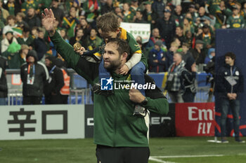 2023-10-28 - Cobus Reinach of South Africa celebrates the victory following the World Cup 2023, Final rugby union match between New Zealand (All Blacks) and South Africa (Springboks) on October 28, 2023 at Stade de France in Saint-Denis near Paris, France - RUGBY - WORLD CUP 2023 - FINAL - NEW ZEALAND V SOUTH AFRICA - WORLD CUP - RUGBY
