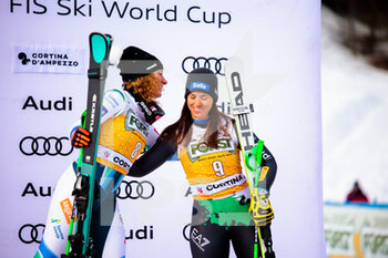2023-01-21 - STUHEC ILKA (SLO) 1st CLASSIFIED AND CURTONI ELENA (ITA) 2nd CLASSIFIED - 2023 AUDI FIS SKI WORLD CUP - WOMEN'S DOWNHILL - ALPINE SKIING - WINTER SPORTS