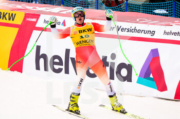 13/01/2023 - 13.01.2023, Wengen, Lauberhorn, FIS Ski World Cup: Lauberorn Super-G,  Stefan Rogentin of Switzerland celebrates his performance - FIS SKI WORLD CUP: LAUBERORN SUPER-G - SCI ALPINO - SPORT INVERNALI