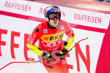 13/01/2023 - 13.01.2023, Wengen, Lauberhorn, FIS Ski World Cup: Lauberorn Super-G,  Marco Odermatt of Switzerland celebrates his performance - FIS SKI WORLD CUP: LAUBERORN SUPER-G - SCI ALPINO - SPORT INVERNALI