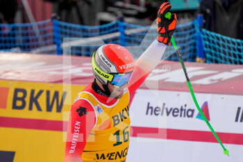 13/01/2023 - 13.01.2023, Wengen, Lauberhorn, FIS Ski World Cup: Lauberorn Super-G,  Justin Murisier of Switzerland thanks the fans - FIS SKI WORLD CUP: LAUBERORN SUPER-G - SCI ALPINO - SPORT INVERNALI
