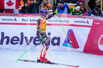 13/01/2023 - 13.01.2023, Wengen, Lauberhorn, FIS Ski World Cup: Lauberorn Super-G,  Brodie Seger of Canada thanks the fans - FIS SKI WORLD CUP: LAUBERORN SUPER-G - SCI ALPINO - SPORT INVERNALI
