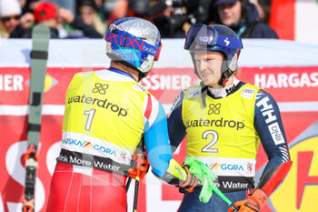 2023-03-12 - PINTURAULT Alexis (FRA) and KRISTOFFERSEN Henrik (NOR) after the race - 2023 AUDI FIS SKI WORLD CUP - MEN'S GIANT SLALOM - ALPINE SKIING - WINTER SPORTS