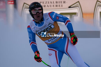 2023-12-16 - Nils Allegre (FRA) competes during the Audi FIS Alpine Ski World Cup, Men’s Downhill race on Saslong Slope in Val Gardena on December 16, 2023, Val Gardena, Bozen, Italy. - AUDI FIS SKI WORLD CUP - MEN'S DOWNHILL - ALPINE SKIING - WINTER SPORTS
