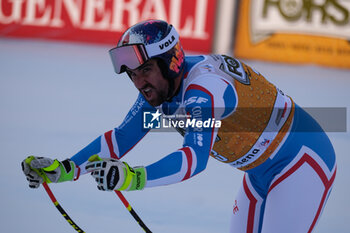 2023-12-16 - Maxence Muzaton (FRA) competes during the Audi FIS Alpine Ski World Cup, Men’s Downhill race on Saslong Slope in Val Gardena on December 16, 2023, Val Gardena, Bozen, Italy. - AUDI FIS SKI WORLD CUP - MEN'S DOWNHILL - ALPINE SKIING - WINTER SPORTS