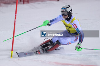2023-12-22 - Timon Haugan (NOR) competes during the Audi FIS Alpine Ski World Cup, Men’s Slalom race on 3Tre Slope in Madonna di Campiglio on December 22, 2023, Trento, Italy. - AUDI FIS SKI WORLD CUP - MEN'S SLALOM - ALPINE SKIING - WINTER SPORTS