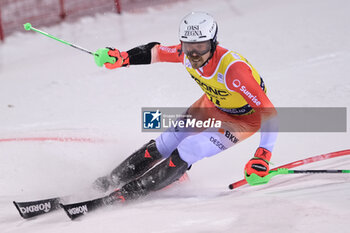 2023-12-22 - Marc Rochat (SUI) competes during the Audi FIS Alpine Ski World Cup, Men’s Slalom race on 3Tre Slope in Madonna di Campiglio on December 22, 2023, Trento, Italy. - AUDI FIS SKI WORLD CUP - MEN'S SLALOM - ALPINE SKIING - WINTER SPORTS