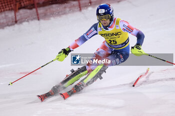 2023-12-22 - Samuel Kolega (CRO) competes during the Audi FIS Alpine Ski World Cup, Men’s Slalom race on 3Tre Slope in Madonna di Campiglio on December 22, 2023, Trento, Italy. - AUDI FIS SKI WORLD CUP - MEN'S SLALOM - ALPINE SKIING - WINTER SPORTS
