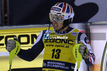 2023-12-22 - Dave Ryding, (GRB) third place, during the Audi FIS Alpine Ski World Cup, Men’s Slalom race on 3Tre Slope in Madonna di Campiglio on December 22, 2023, Trento, Italy. - AUDI FIS SKI WORLD CUP - MEN'S SLALOM - ALPINE SKIING - WINTER SPORTS