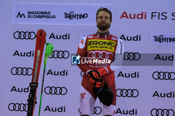 2023-12-22 - Marco Schwarz (AUT) winner of the Audi FIS Alpine Ski World Cup, Men’s Slalom race on 3Tre Slope in Madonna di Campiglio on December 22, 2023, Trento, Italy. - AUDI FIS SKI WORLD CUP - MEN'S SLALOM - ALPINE SKIING - WINTER SPORTS