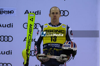 2023-12-22 - Dave Ryding (GBR) third place of the Audi FIS Alpine Ski World Cup, Men’s Slalom race on 3Tre Slope in Madonna di Campiglio on December 22, 2023, Trento, Italy. - AUDI FIS SKI WORLD CUP - MEN'S SLALOM - ALPINE SKIING - WINTER SPORTS