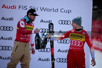 2023-12-15 - ALPINE SKIING - FIS WC 2023-2024 Men's World Cup Super G Image shows: Kriechmayr Vincent (AUT) 1st classified and Odermatt Marco (SUI) 2nd classified - FIS WORLD CUP - MEN'S SUPER-G - ALPINE SKIING - WINTER SPORTS