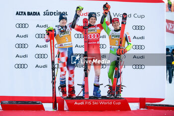 2023-12-17 - ALPINE SKIING - FIS WC 2023-2024 Men's World Cup Giant Slalom Image shows: Zubcic Filip (CRO) 3th classified, Odermatt Marco (SUI) 1st classified, Kranjec Zan (SLO) 3th classified - AUDI FIS SKI WORLD CUP - MEN'S GIANT SLALOM - ALPINE SKIING - WINTER SPORTS