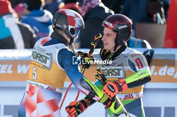 2023-12-17 - ALPINE SKIING - FIS WC 2023-2024 Men's World Cup Giant Slalom Image shows: Zubcic Filip (CRO) 2nd classified and Kranjec Zan (SLO) - AUDI FIS SKI WORLD CUP - MEN'S GIANT SLALOM - ALPINE SKIING - WINTER SPORTS