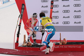 2023-12-28 - ALPINE SKIING - FIS WC 2023-2024 Men's World Cup DH Bormio, Lombardia, Italy 2023-12-28 - Thursday Image shows: ODERMATT Marco (SUI) SECOND CLASSIFIED - SARRAZIN Cyprien (FRA) FIRST CLASSIFIED - AUDI FIS SKI WORLD CUP - MEN'S DOWNHILL - ALPINE SKIING - WINTER SPORTS