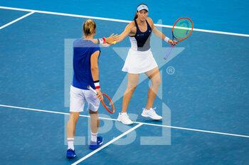 2023-01-01 - Luisa Stefani of Brazil and Rafael Matos of Brazil during their second mixed doubles match at the 2023 United Cup Brisbane tennis tournament on January 1, 2023 in Brisbane, Australia - TENNIS - UNITED CUP 2023 - INTERNATIONALS - TENNIS