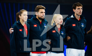 2023-01-03 - Belinda Bencic, Stan Wawrinka & Jil Teichmann of Switzerland during the opening ceremony on Day 6 at the 2023 United Cup Brisbane tennis tournament on January 3, 2023 in Brisbane, Australia - TENNIS - UNITED CUP 2023 - INTERNATIONALS - TENNIS