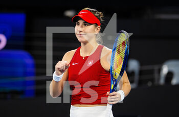 2023-01-03 - Belinda Bencic of Switzerland & Marc-Andrea Huesler of Switzerland playing mixed doubles at the 2023 United Cup Brisbane tennis tournament on January 3, 2023 in Brisbane, Australia - TENNIS - UNITED CUP 2023 - INTERNATIONALS - TENNIS