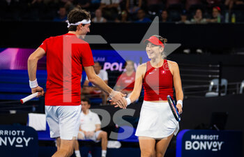 2023-01-03 - Belinda Bencic of Switzerland & Marc-Andrea Huesler of Switzerland playing mixed doubles at the 2023 United Cup Brisbane tennis tournament on January 3, 2023 in Brisbane, Australia - TENNIS - UNITED CUP 2023 - INTERNATIONALS - TENNIS