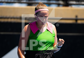 2023-01-10 - Jelena Ostapenko of Latvia in action during the first round of the 2023 Adelaide International 2, WTA 500 tennis tournament on January 10, 2023 in Adelaide, Australia - TENNIS - WTA - 2023 ADELAIDE INTERNATIONAL 2 - INTERNATIONALS - TENNIS