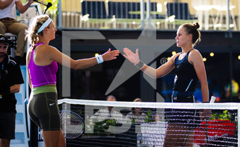 2023-01-10 - Victoria Azarenka of Belarus & Veronika Kudermetova of Russia in action during the first round of the 2023 Adelaide International 2, WTA 500 tennis tournament on January 10, 2023 in Adelaide, Australia - TENNIS - WTA - 2023 ADELAIDE INTERNATIONAL 2 - INTERNATIONALS - TENNIS