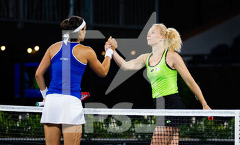 2023-01-11 - Caroline Garcia of France & Katerina Siniakova of the Czech Republic in action during the second round of the 2023 Adelaide International 2, WTA 500 tennis tournament on January 11, 2023 in Adelaide, Australia - TENNIS - WTA - 2023 ADELAIDE INTERNATIONAL 2 - INTERNATIONALS - TENNIS