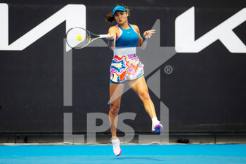 2023-01-16 - Emma Raducanu of Great Britain in action against Tamara Korpatsch of Germany during the first round of the 2023 Australian Open, Grand Slam tennis tournament on January 16, 2023 in Melbourne, Australia - TENNIS - WTA - AUSTRALIA OPEN 2023 - WEEK 1 - INTERNATIONALS - TENNIS