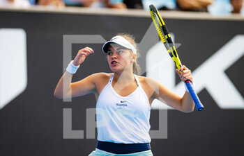 2023-01-16 - Sara Bejlek of the Czech Republic in action against Barbora Krejcikova of the Czech Republic during the first round of the 2023 Australian Open, Grand Slam tennis tournament on January 16, 2023 in Melbourne, Australia - TENNIS - WTA - AUSTRALIA OPEN 2023 - WEEK 1 - INTERNATIONALS - TENNIS