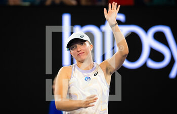 2023-01-16 - Iga Swiatek of Poland after the first round against Jule Niemeier of Germany at the 2023 Australian Open, Grand Slam tennis tournament on January 16, 2023 in Melbourne, Australia - TENNIS - WTA - AUSTRALIA OPEN 2023 - WEEK 1 - INTERNATIONALS - TENNIS