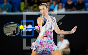 2023-01-17 - Karolina Pliskova of the Czech Republic in action against Xiyu Wang of China during the first round of the 2023 Australian Open, Grand Slam tennis tournament on January 17, 2023 in Melbourne, Australia - TENNIS - WTA - AUSTRALIA OPEN 2023 - WEEK 1 - INTERNATIONALS - TENNIS